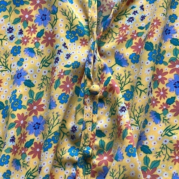 Siana sky extra small summer dress, cap sleeve, yellow, floral - Picture 3 of 7